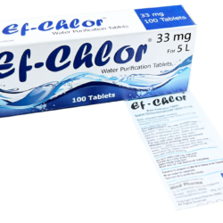EF-Chlor 33 mg Water Purification Tablets - Box of 100 Each Tablet can treat 5 litres of water