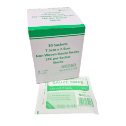 Non Woven Absorbent First Aid Gauze Swabs 2's 7.5x7.5 Sterile Box of 50