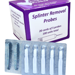 Splinter Removal Probes, Sterile, Individually Foil Sealed First Aid, 20 Cards of 5 = 100 per box