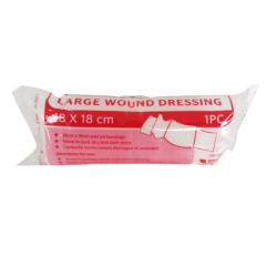First Aid Large Wound Dressing pad on bandage 18 x 18cm