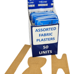 Fabric Assorted Plasters Skin Colour 50's Boxed (20 x Knuckle 20 x Finger Tip 10 Finger Extension)