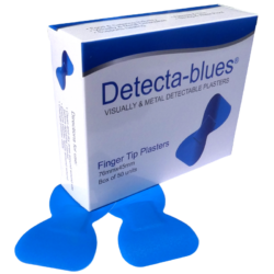 Detecta-Blue, Visual And Metal Detectable Plasters Blue Plasters Finger-tip Shape Box 50
