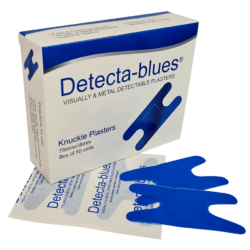 Detecta-Blue, Visual And Metal Detectable Plasters Blue Plasters Knuckle Box 50 Sterile
