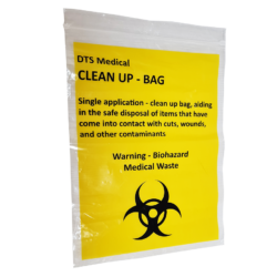 First Aid Clean Up Bag Resealable Bright Yellow Biohazard Marked Single