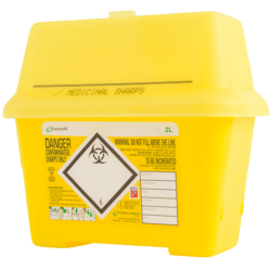 Sharps and Bio Hazard Waste container 2 Litre, with clear lid