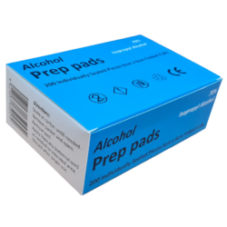 Alcohol Prep Pads 70% Alcohol 6cm x 6cm Folded Wipe box of 200