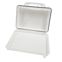 First Aid Box Plastic, Clear, Medium Wall Mount Flap Single Cavity Empty No Stickers Blank