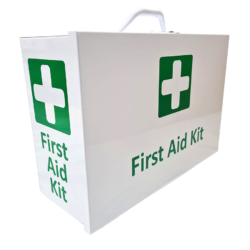 First Aid Metal Box Landscape Large Wall Mountable White Empty