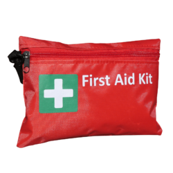 First Aid Bag Envelope Style Soft Pack, Red Small with Plastic Attachment Clip Empty