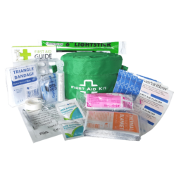 First Aid Kit Tramping / Camping / Hiking Home & Leisure, in Semi Circle Bag Belt Mount