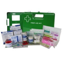 First Aid Kit Work Place 1-15 Person in Large Plastic Green Wall Mountable Box