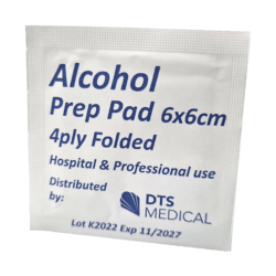 Alcohol Prep Pads 70% Alcohol 6cm x 6cm Folded Wipe Single