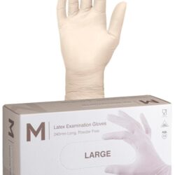 Latex Examination Gloves Powder Free - White, L, 240mm Cuff, 6.0g