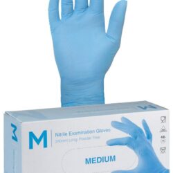 Nitrile Examination Gloves Powder Free - Blue, M, 240mm Cuff, 5.0g