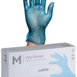 Vinyl Gloves Powder Free - Blue, L, 240mm Cuff, 5.0g