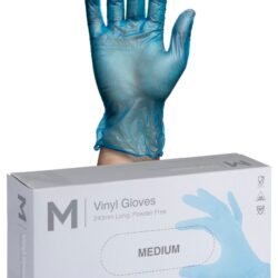 Vinyl Gloves Powder Free - Blue, M, 240mm Cuff, 5.0g